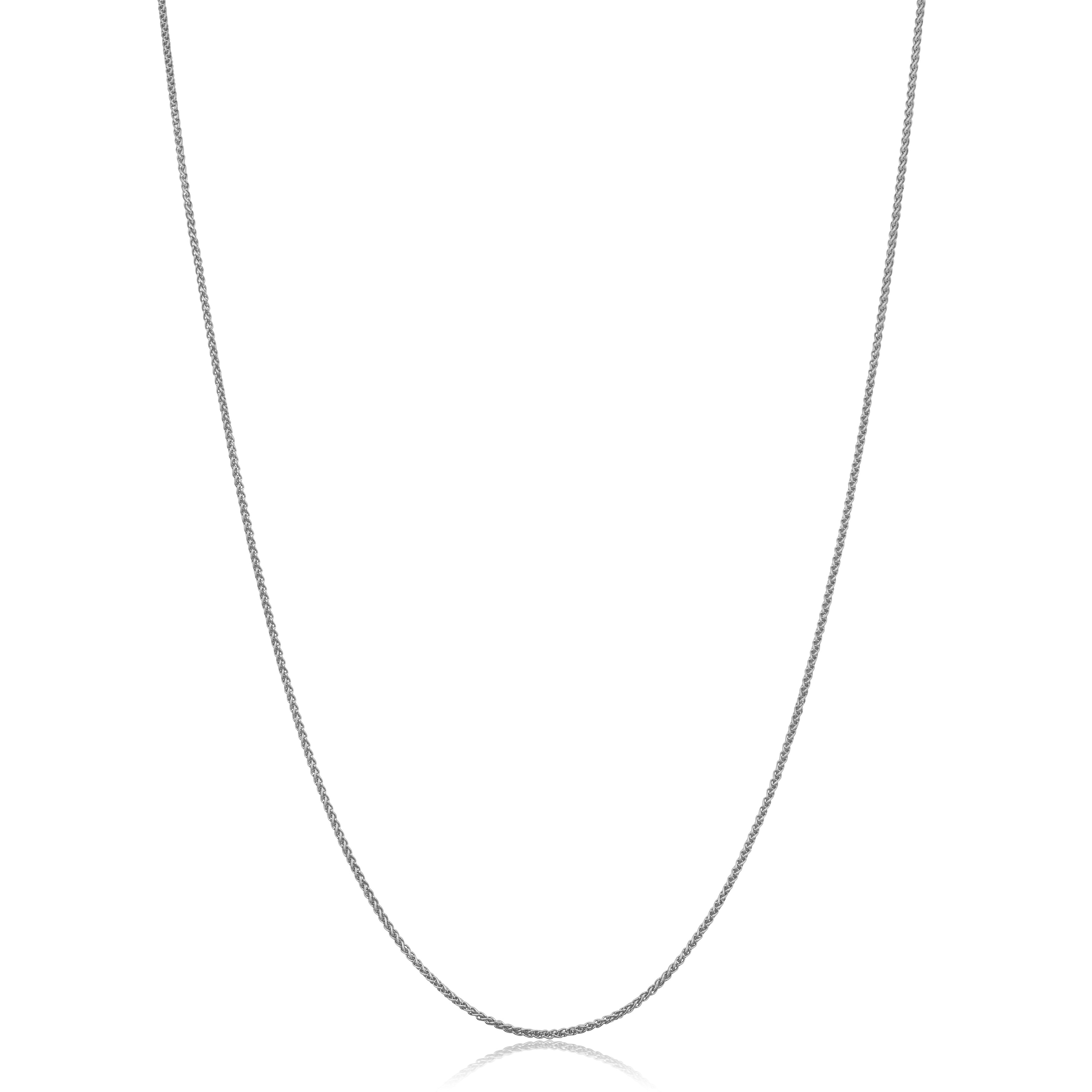 14K White Gold Filled 0.8 Mm Round Wheat Chain Necklace For Women 14 30 Inches