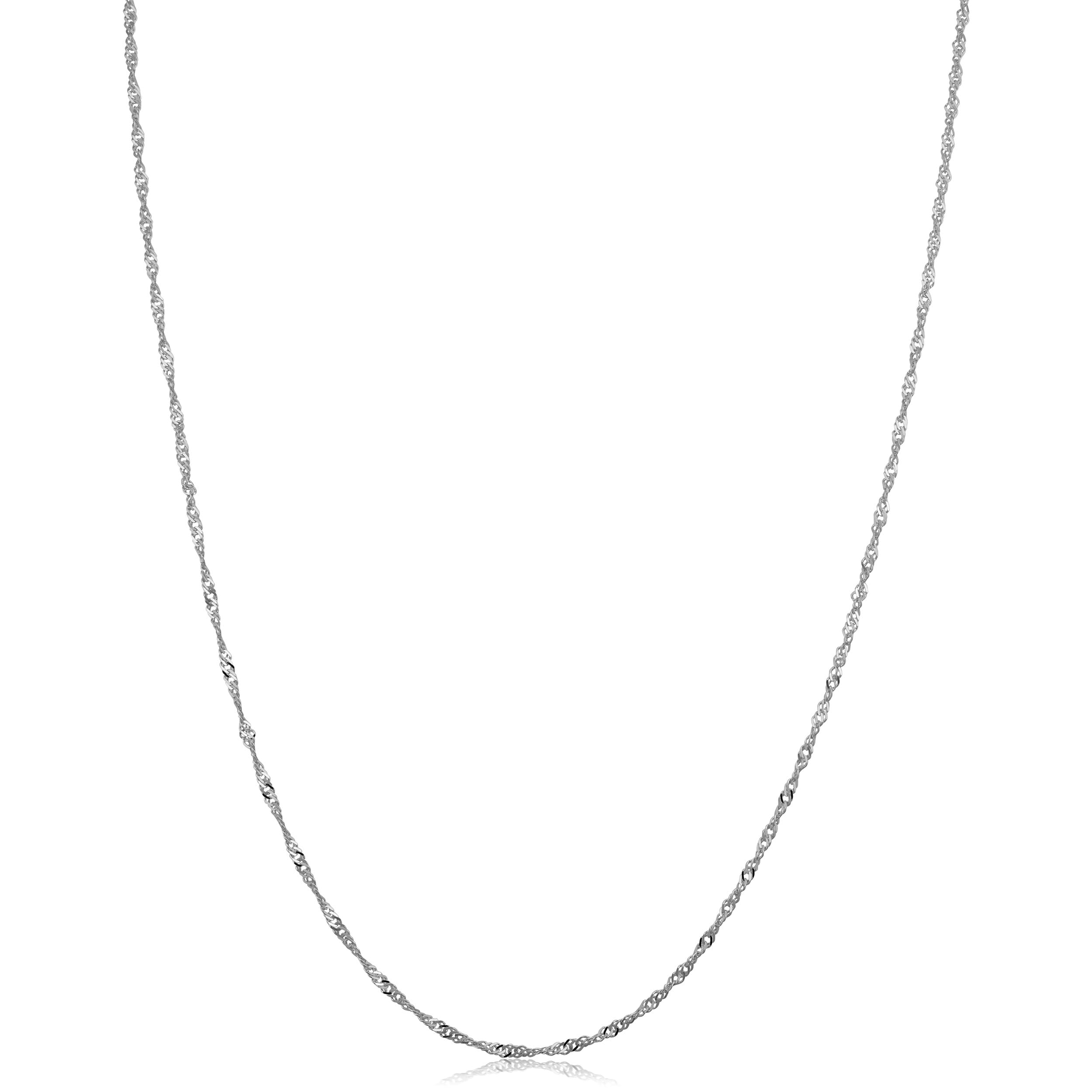 14K White Gold Filled 1 Mm Singapore Chain Necklace For Women