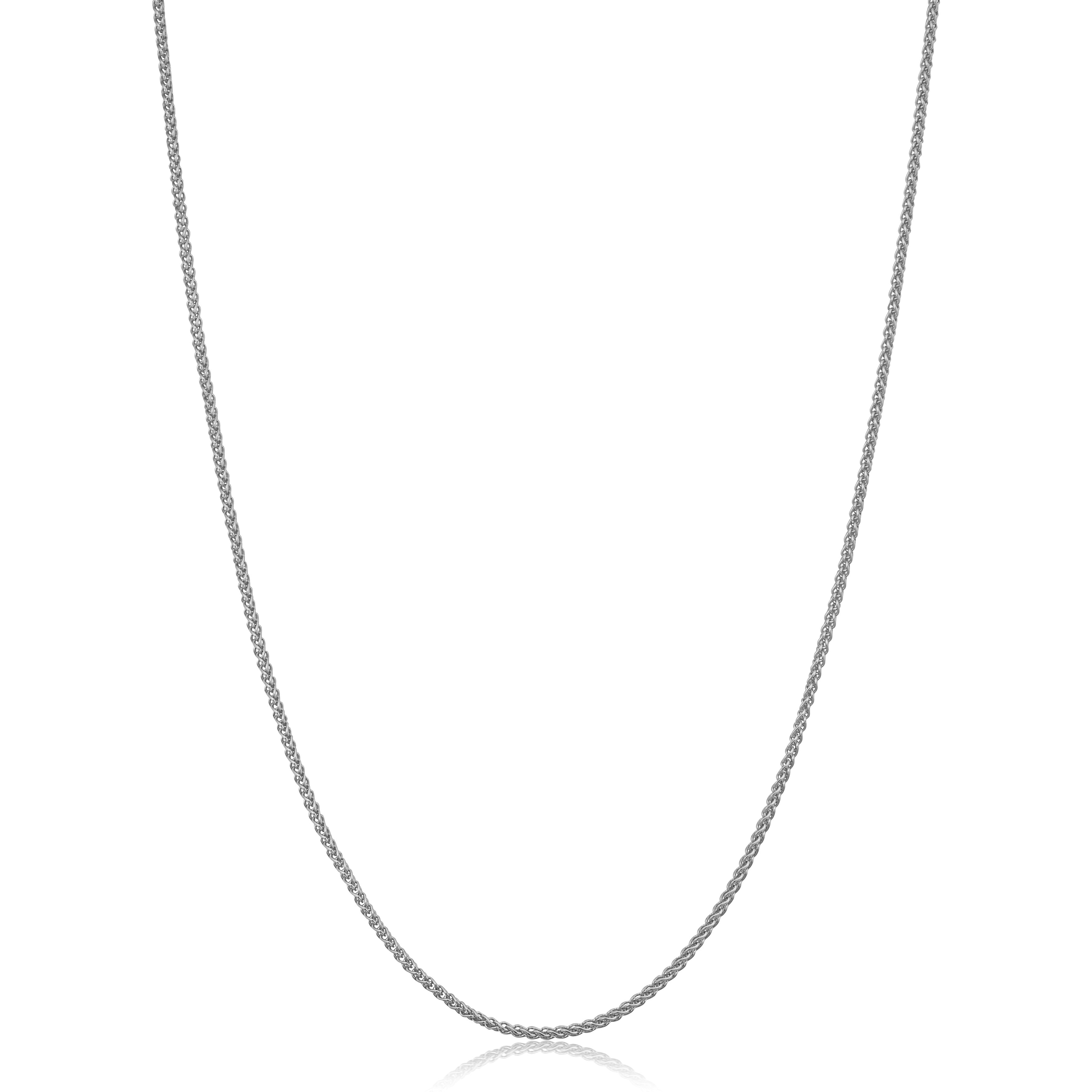 14K White Gold Filled 1.2 Mm Round Wheat Chain Necklace For Women 14 30 Inches