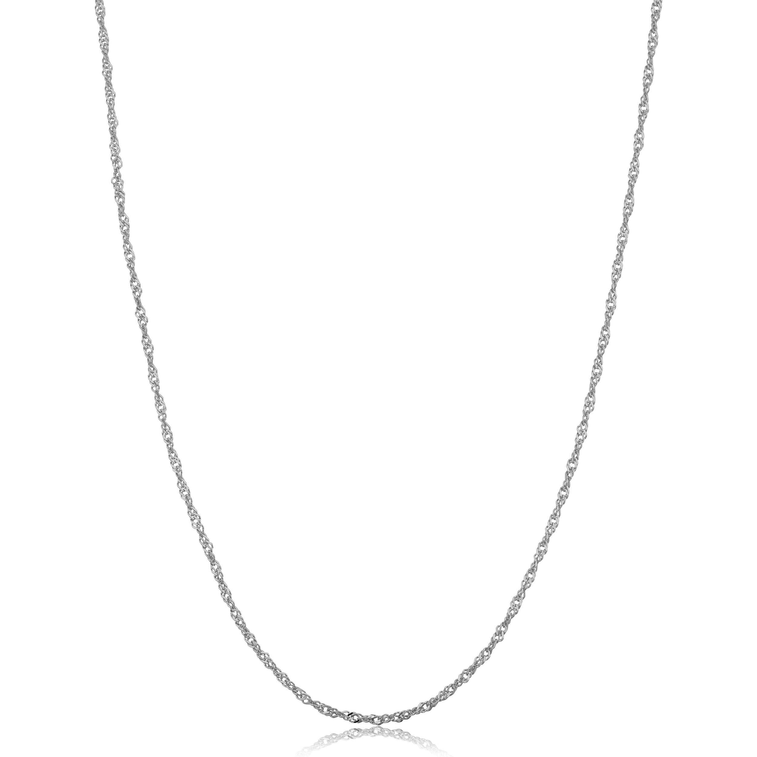 14K White Gold Filled 1.4 Millimeter Singapore Chain Necklace For Women