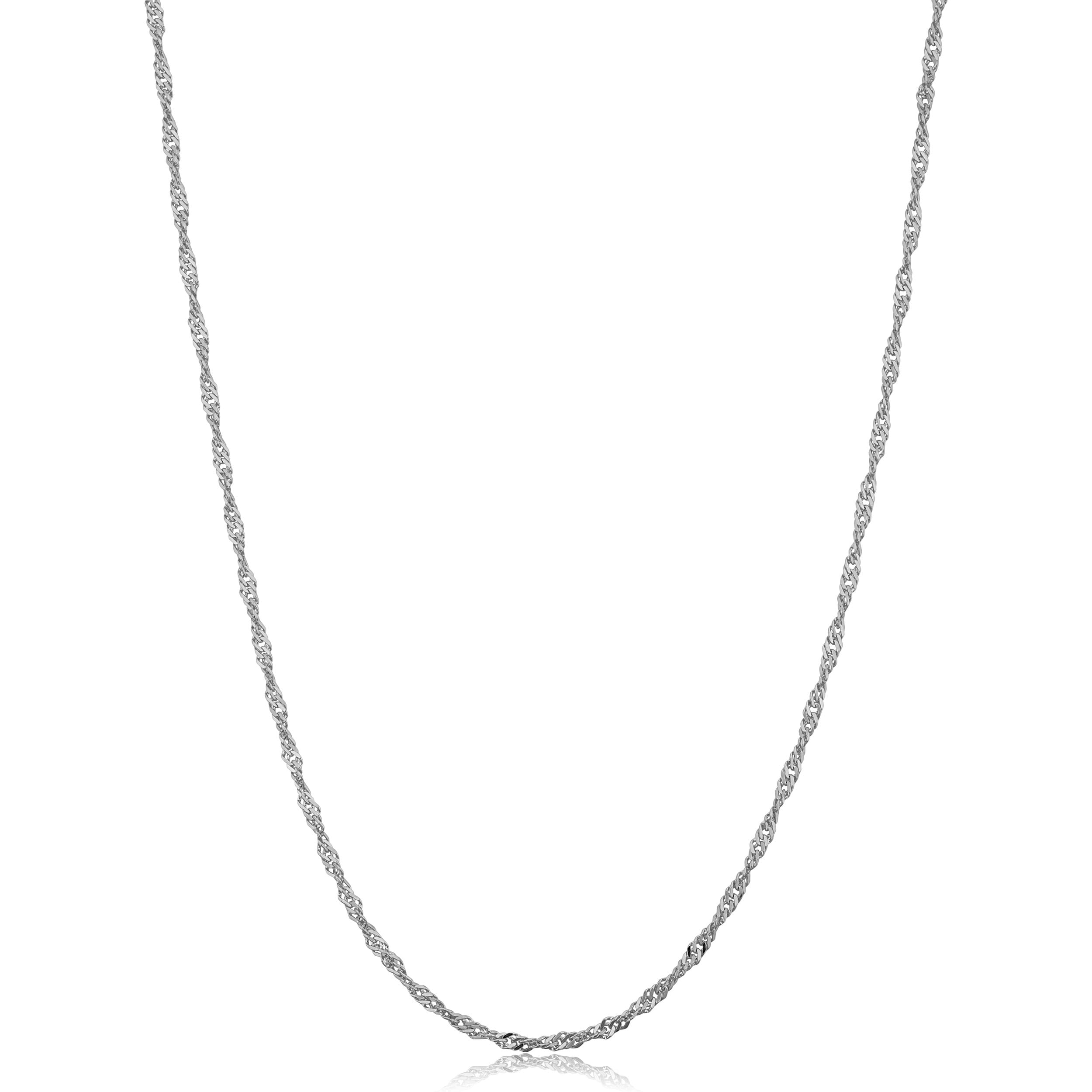 14K White Gold Filled 1.7 Millimeter Singapore Chain Necklace For Women