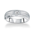 14K White Gold Mens 1 6Ct Tdw Brushed Diamond Wedding Band