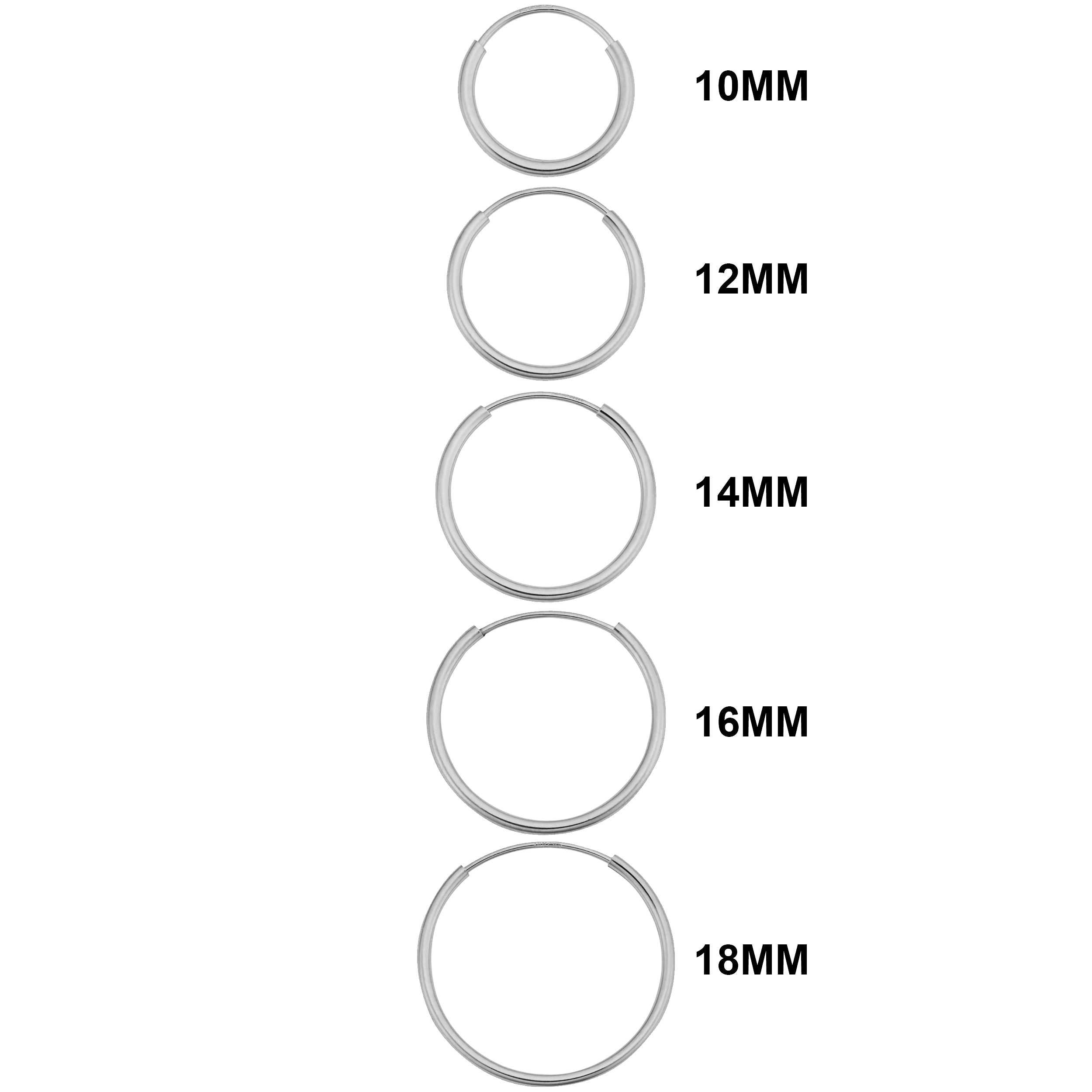 14K White Gold Round Endless Hoop Earrings