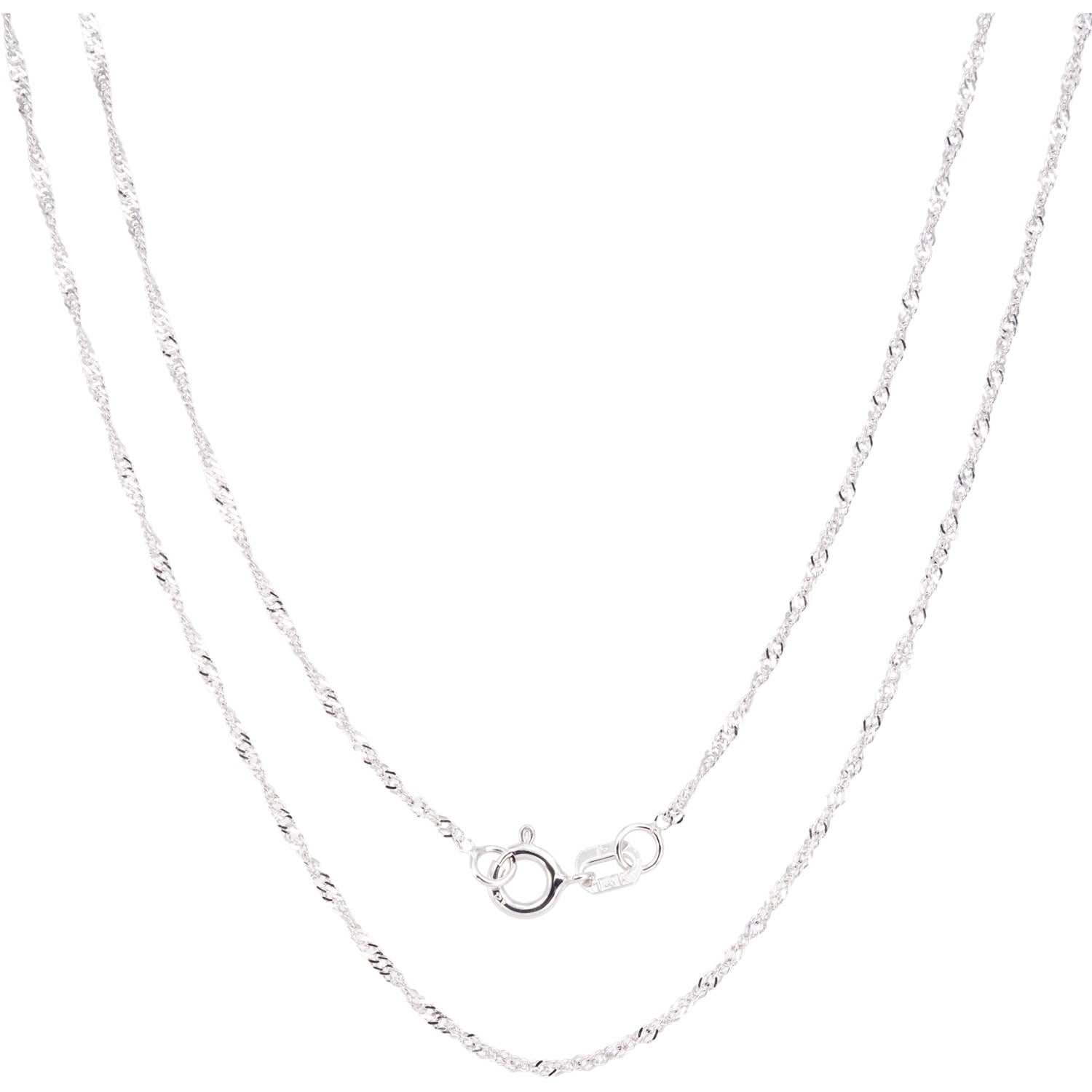 14K White Gold Singapore Chain Necklace 16 30 Inch