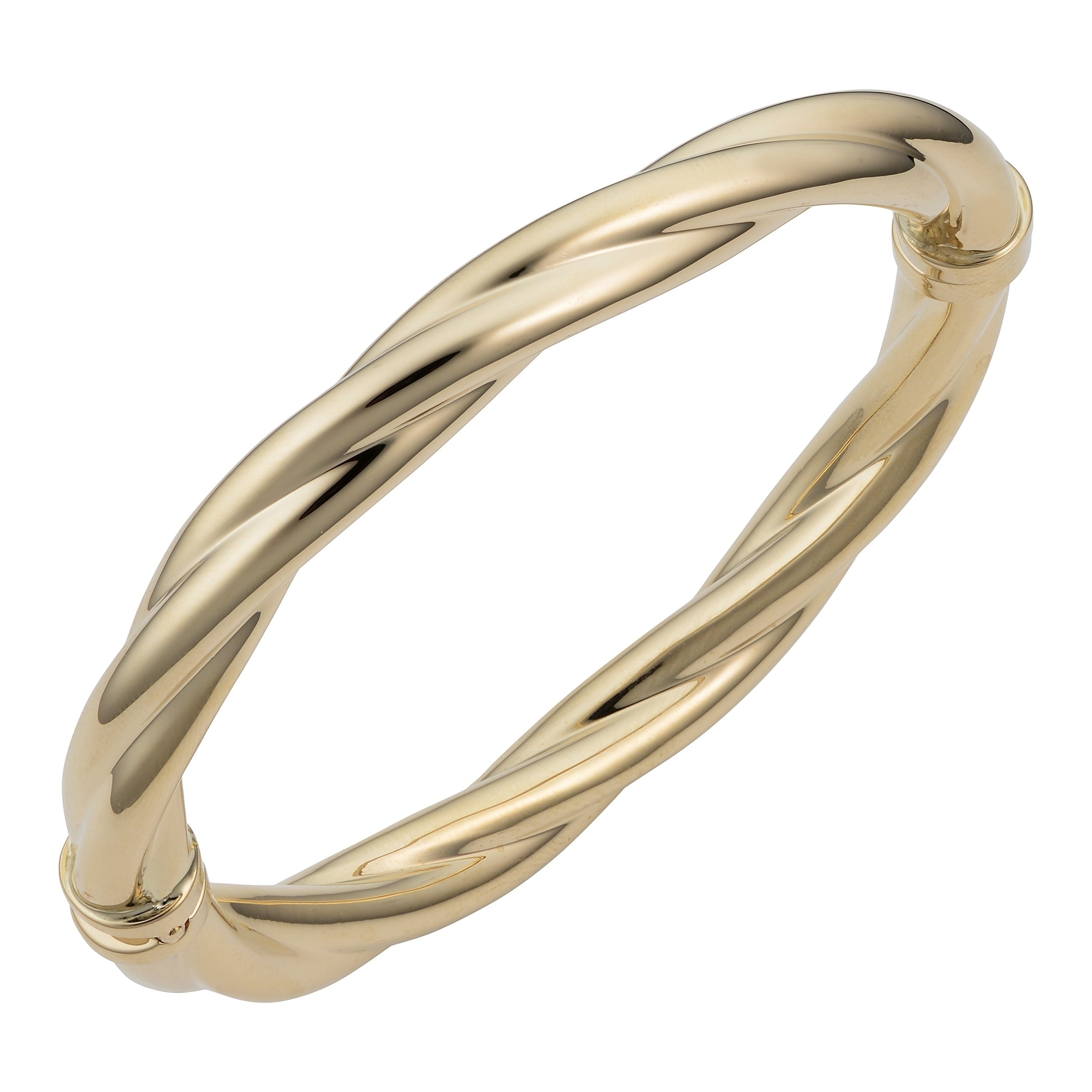 14K Yellow 8 Millimeter Polished Twisted Bangle Bracelet