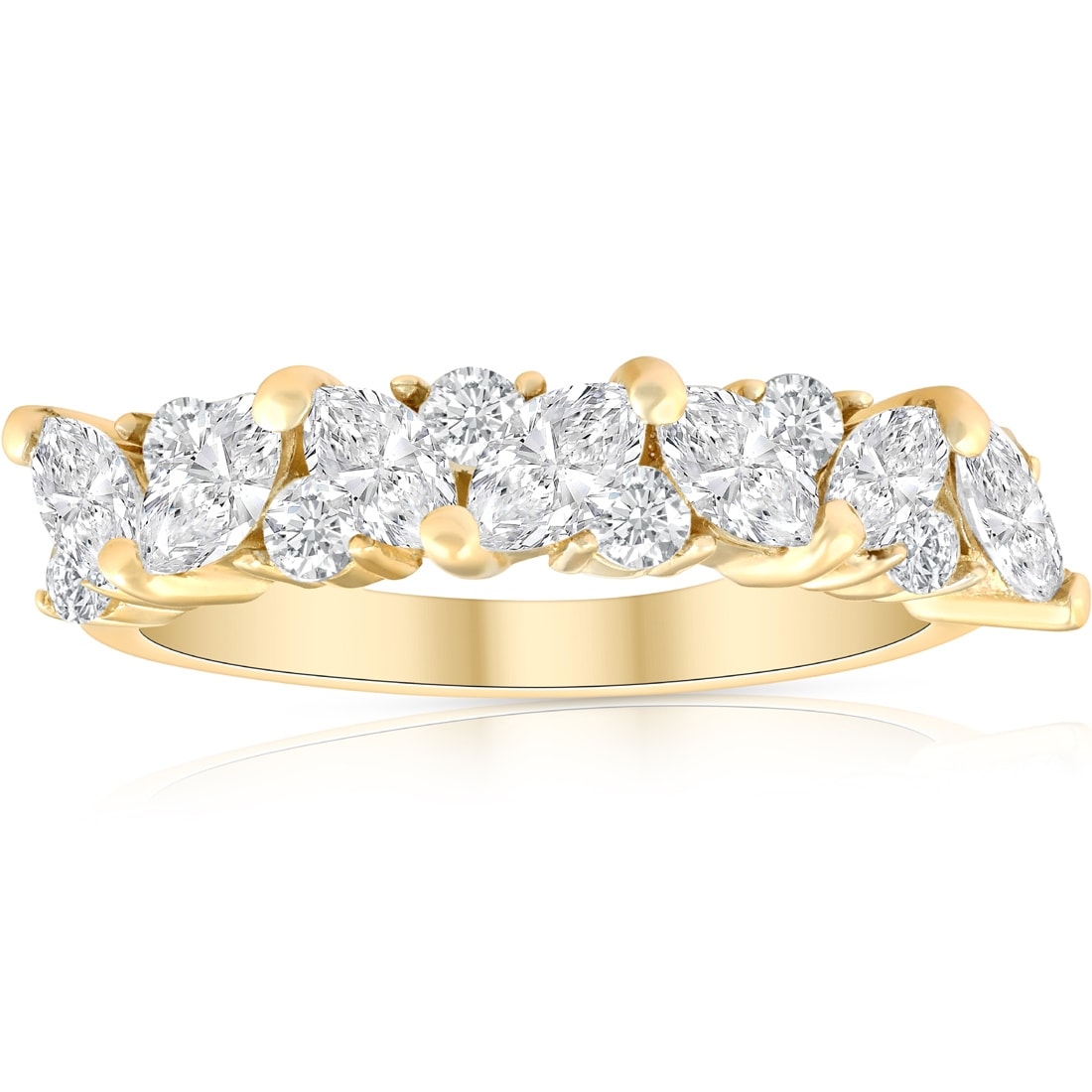 14K Yellow Gold 1 1 2 Ct Tdw Marquise Diamond Wedding Anniversary Ring H I I1 I2