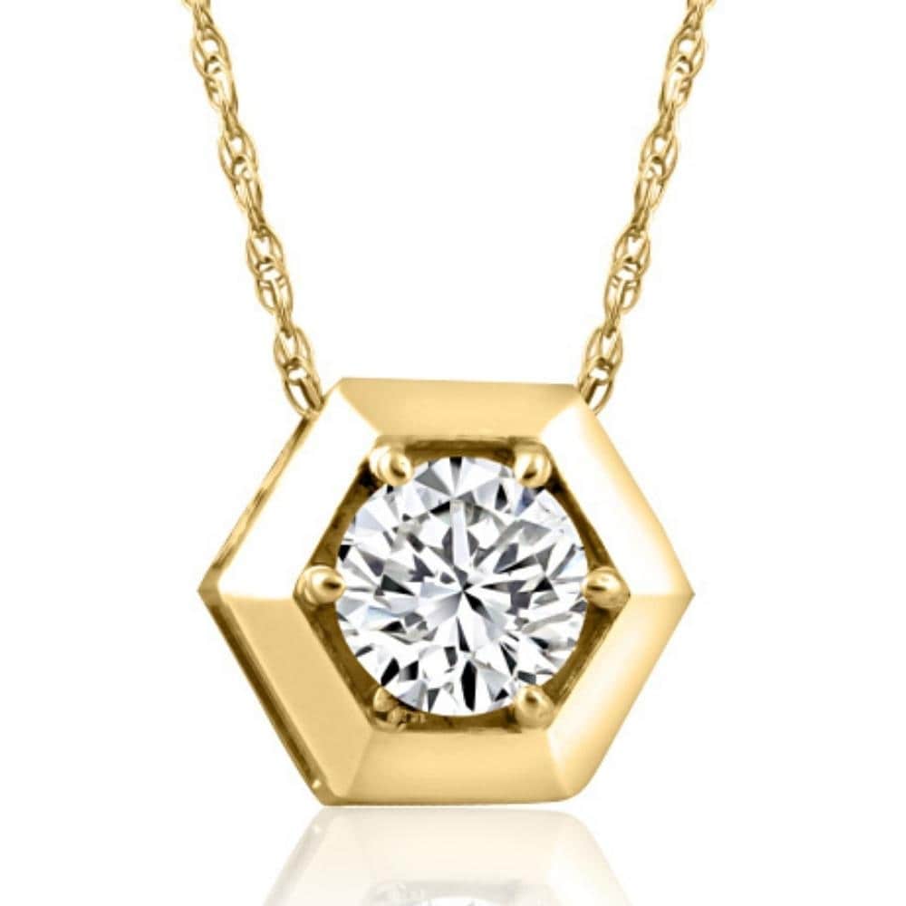 14K Yellow Gold 1 2Ct Lab Grown Diamond Solitaire Geometric Pendant Necklace