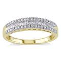 14K Yellow Gold 1 4Ct Tdw Baguette And Round Cut Diamond 3 Row Anniversary Band By Miadora