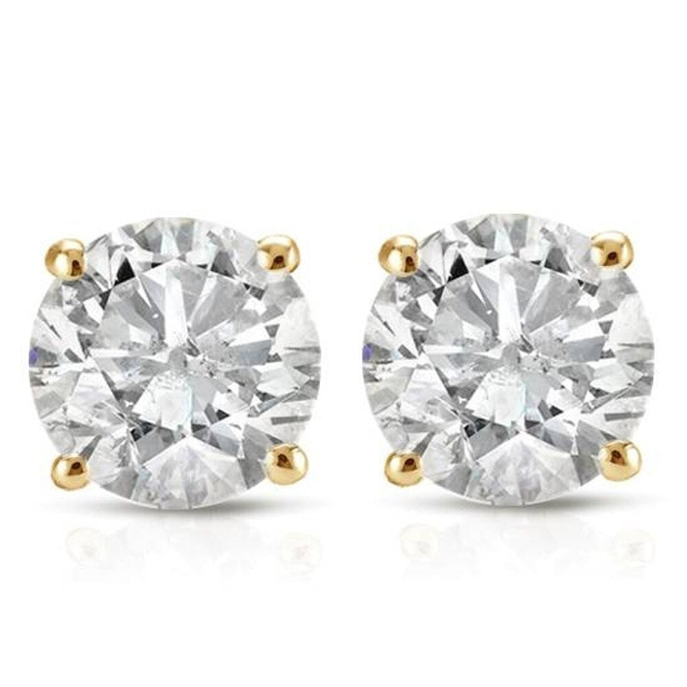 14K Yellow Gold 1 Ct Tdw Diamond Studs Screw Backs