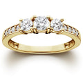 14K Yellow Gold 1Ct Tdw Diamond Three Stone Engagement Ring