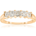 14K Yellow Gold 1 Ct Tdw Five Stone Princess Cut Diamond Wedding Anniversary Ring I J I1 I2 White