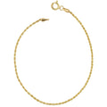 14K Yellow Gold 1.5 Millimeter Rope Chain Anklet 10 Inches