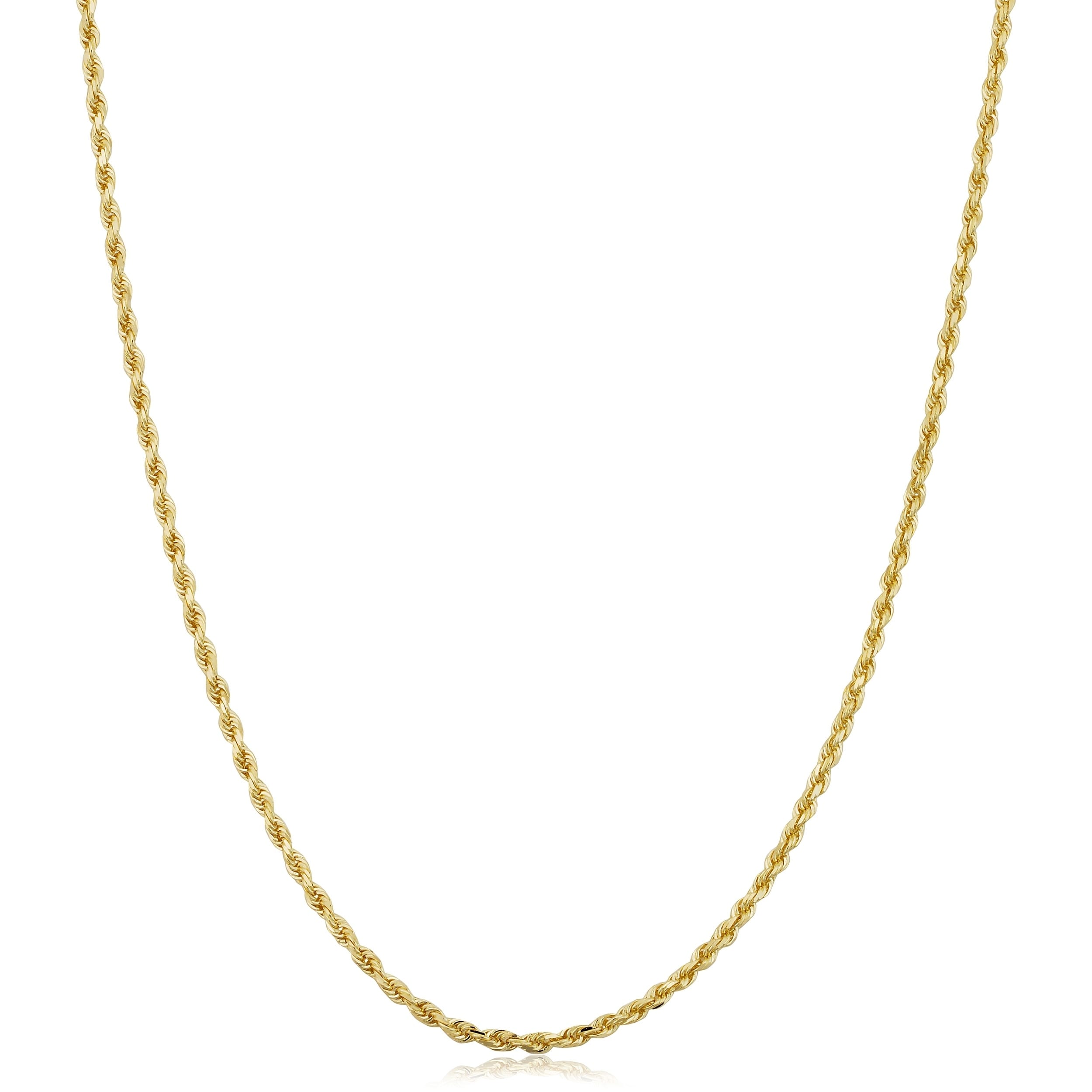 14K Yellow Gold 1.5 Millimeter Rope Chain Necklace 14 30 Inches