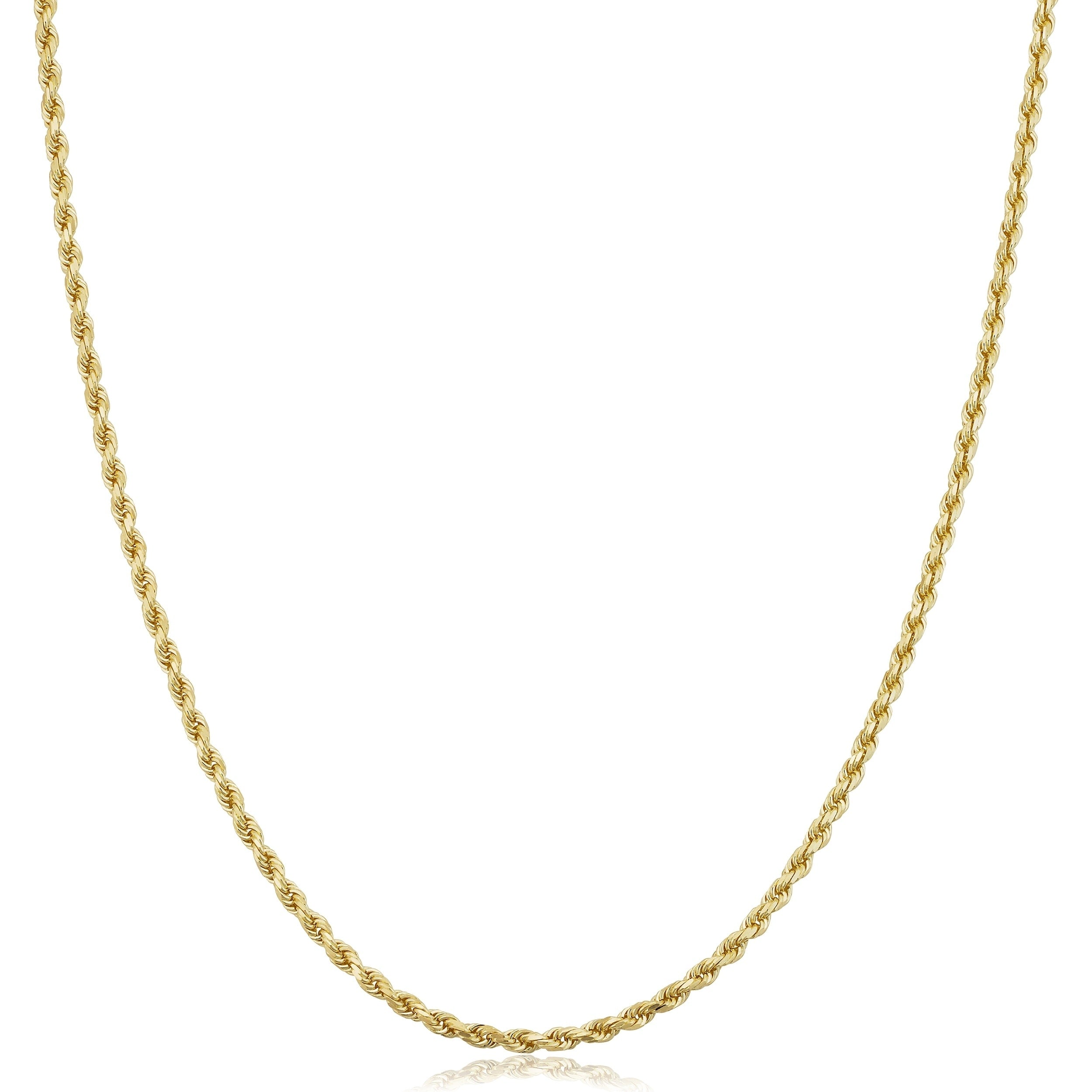 14K Yellow Gold 1.9 Millimeter Rope Chain Necklace 16 30 Inches
