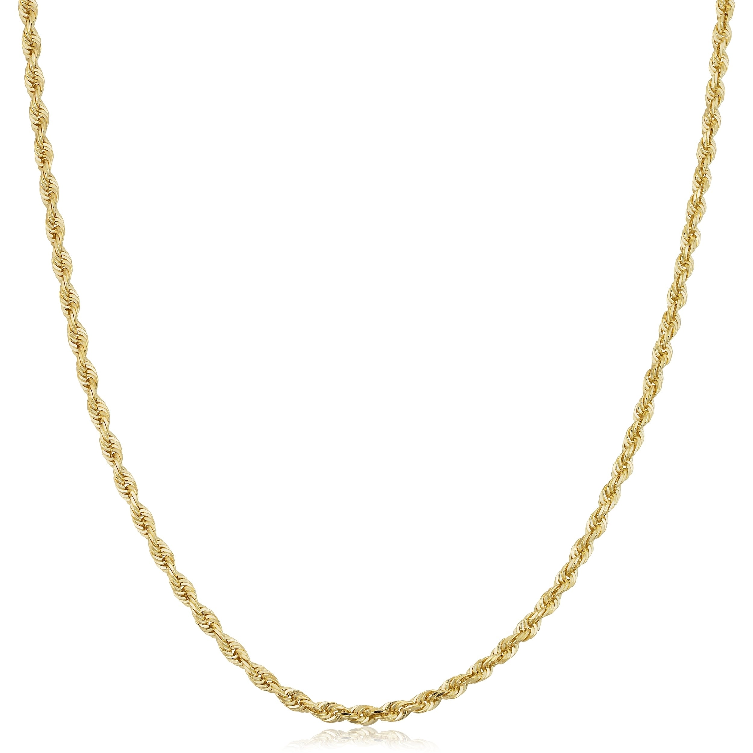 14K Yellow Gold 2.7 Millimeter Rope Chain Necklace For Men And Women 16 30 Inches