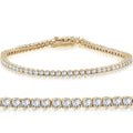 14K Yellow Gold 3 Ct Round Cut Diamond Tennis Bracelet 7