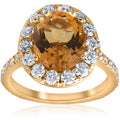 14K Yellow Gold 4 1 2 Cttw Oval Citrine Diamond Halo Vintage Ring Engagement I J I2 I3