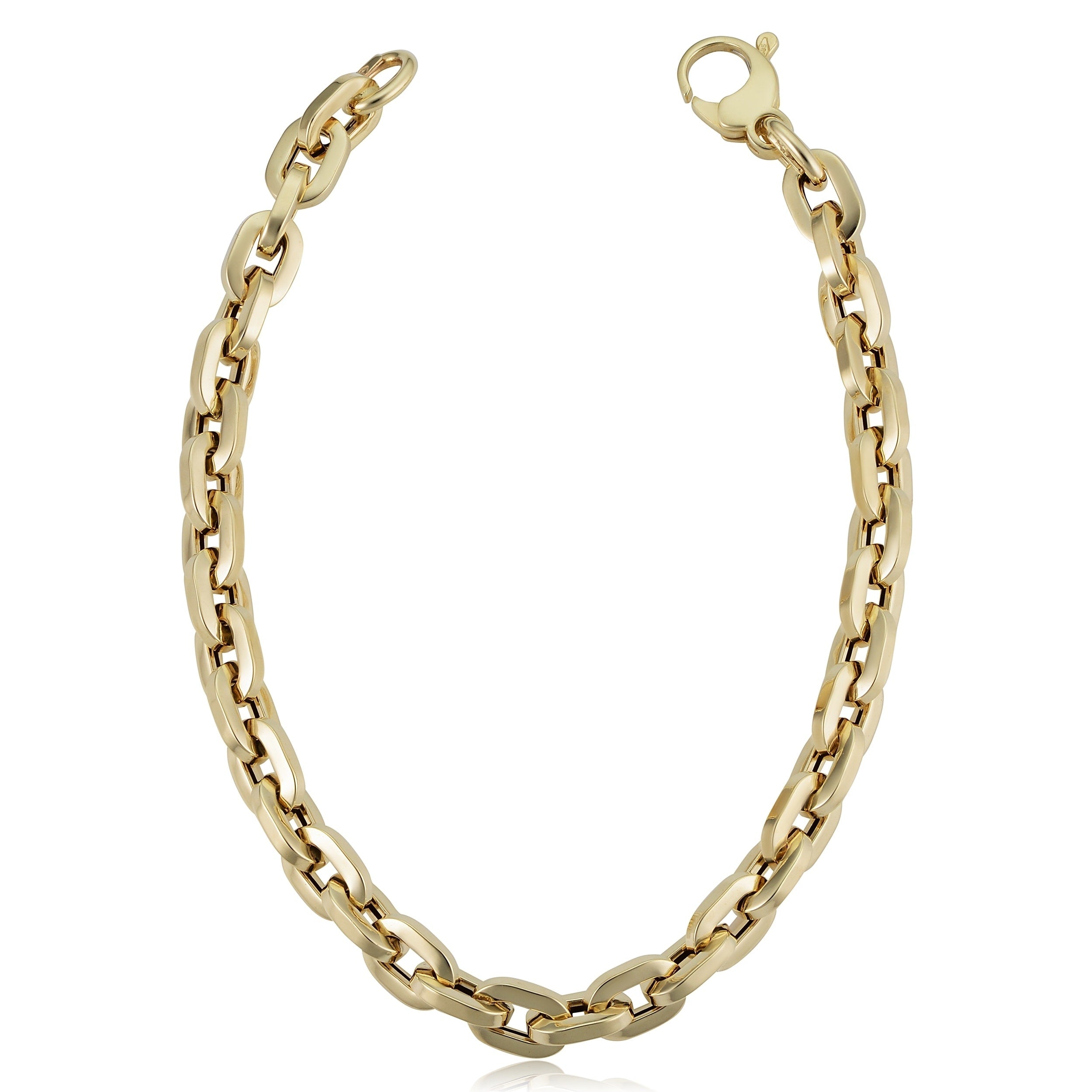 14K Yellow Gold 6 Millimeter Polished Square Link Bracelet 8 Inches