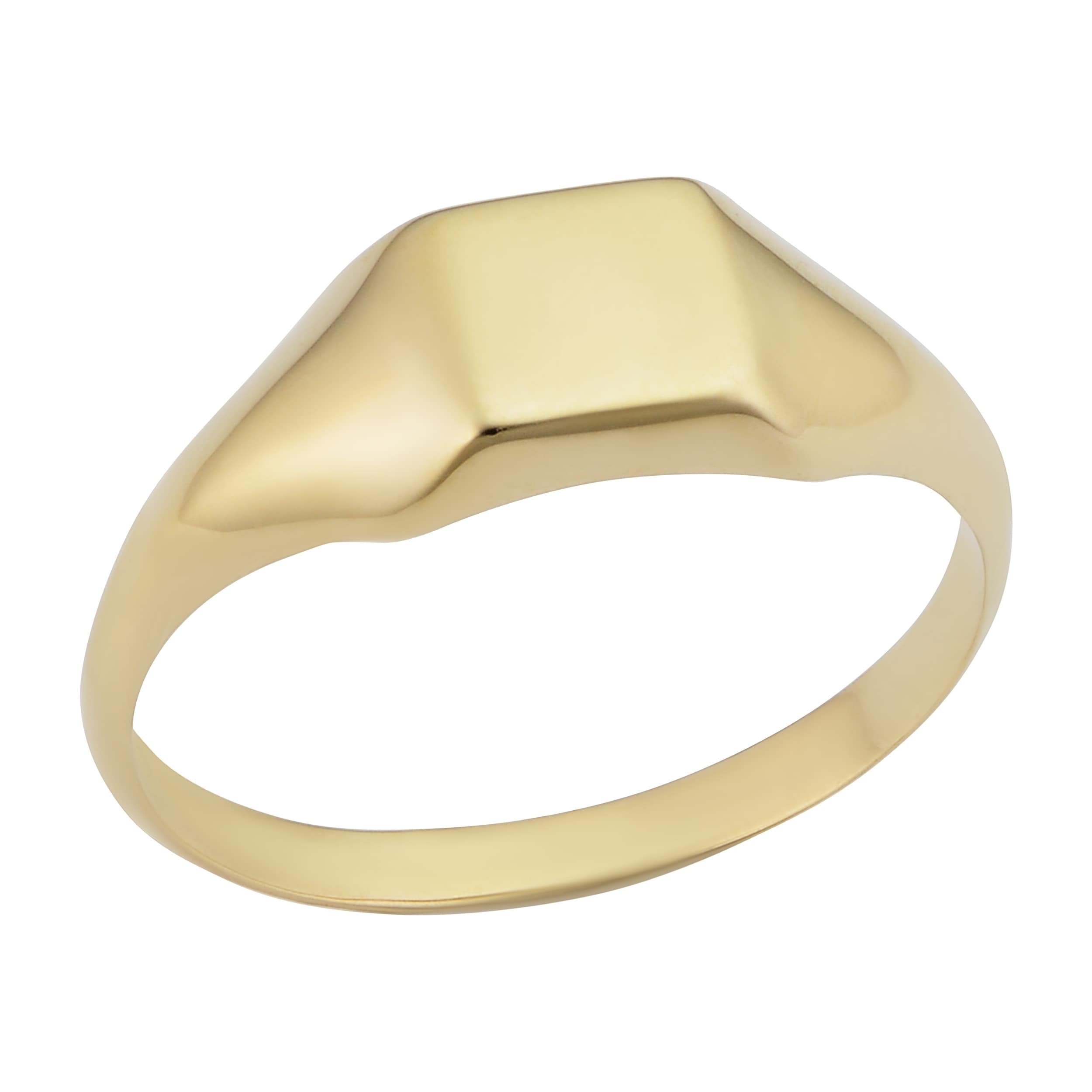 14K Yellow Gold 6.9 Milliimeter Square Signet Ring For Men And Women