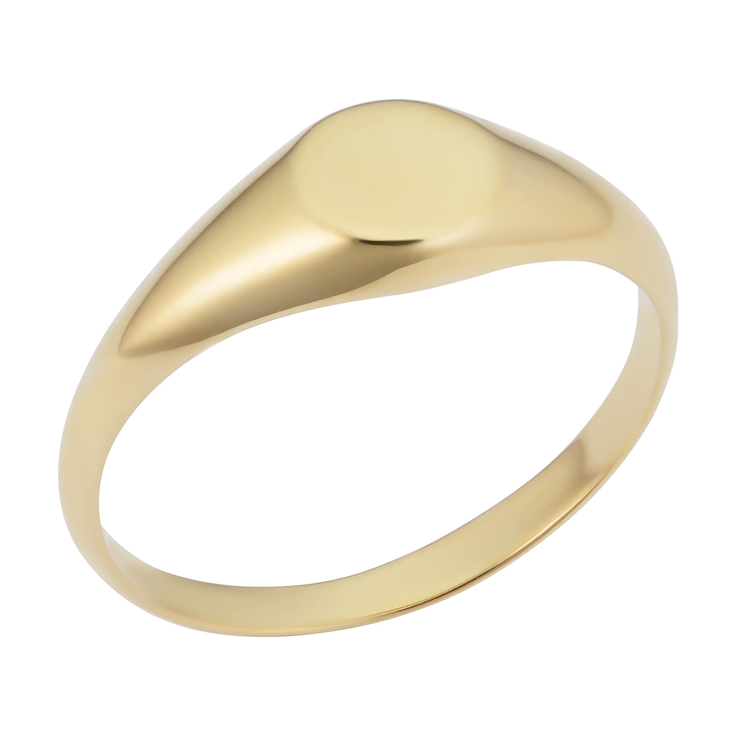 14K Yellow Gold 7 Millimeter Round Signet Ring For Men And Women