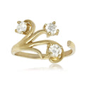 14K Yellow Gold Bold Floral Cubic Zirconia Adjustable Toe Ring