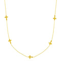 14K Yellow Gold Chain Necklace With Cross Stations