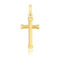 14K Yellow Gold Cross Pendant With Rounded Ends