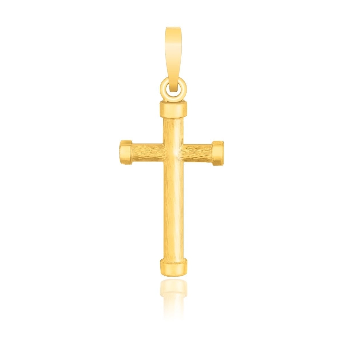 14K Yellow Gold Cross Pendant With Rounded Ends