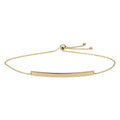 14K Yellow Gold Curved Bar Bolo Bracelet Fits Up To 9 Inches