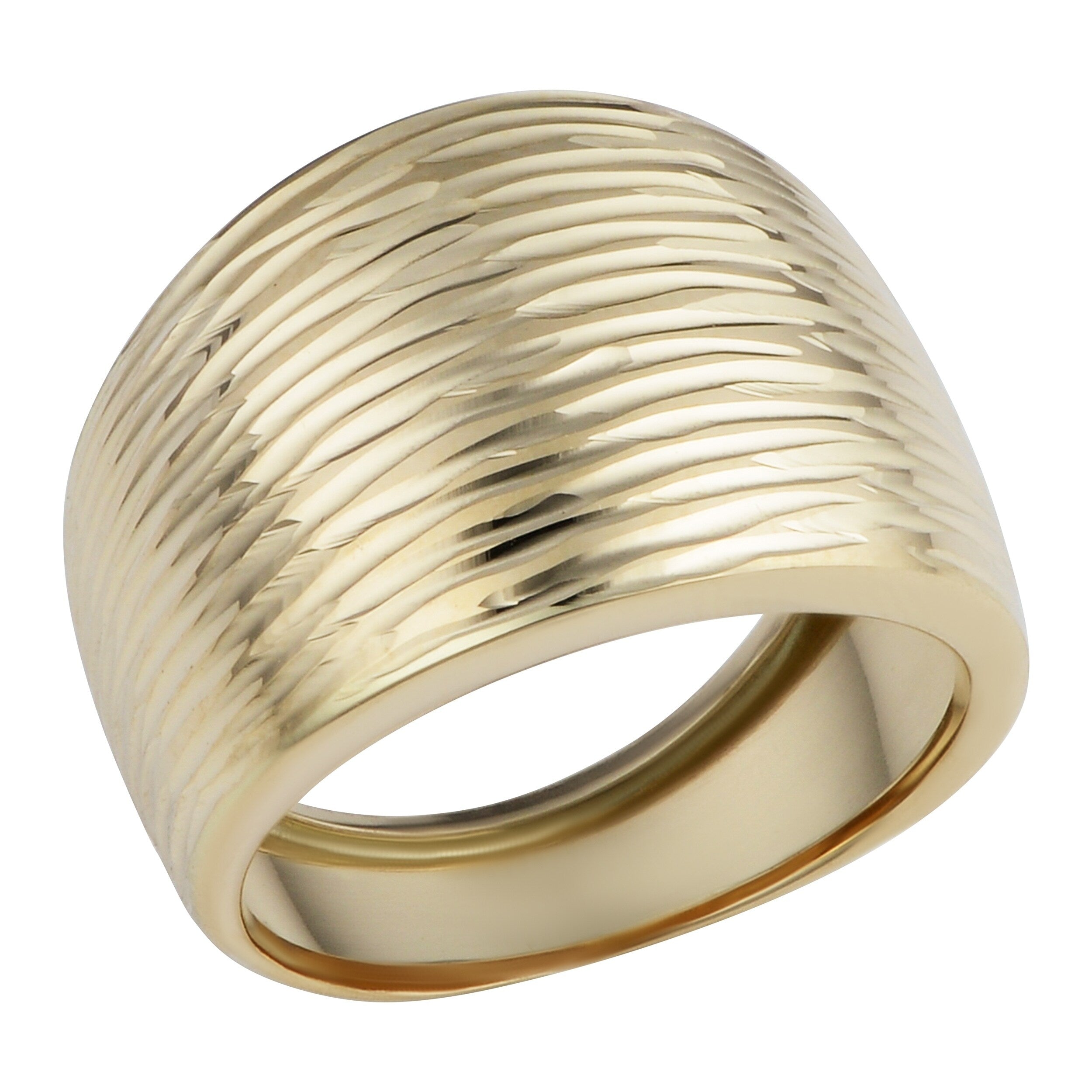 14K Yellow Gold Diamond Cut Cigar Band Ring
