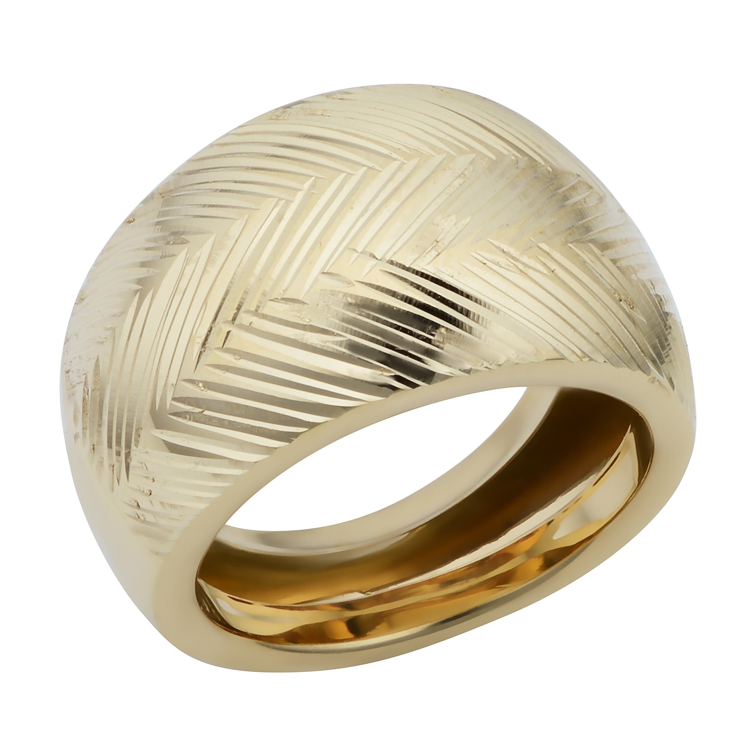 14K Yellow Gold Diamond Cut Cigar Band Ring