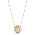 14K Yellow Gold Diamond Cut Round Pendant Adjustable Length Necklace Adjusts To 17 Or 18 Inches