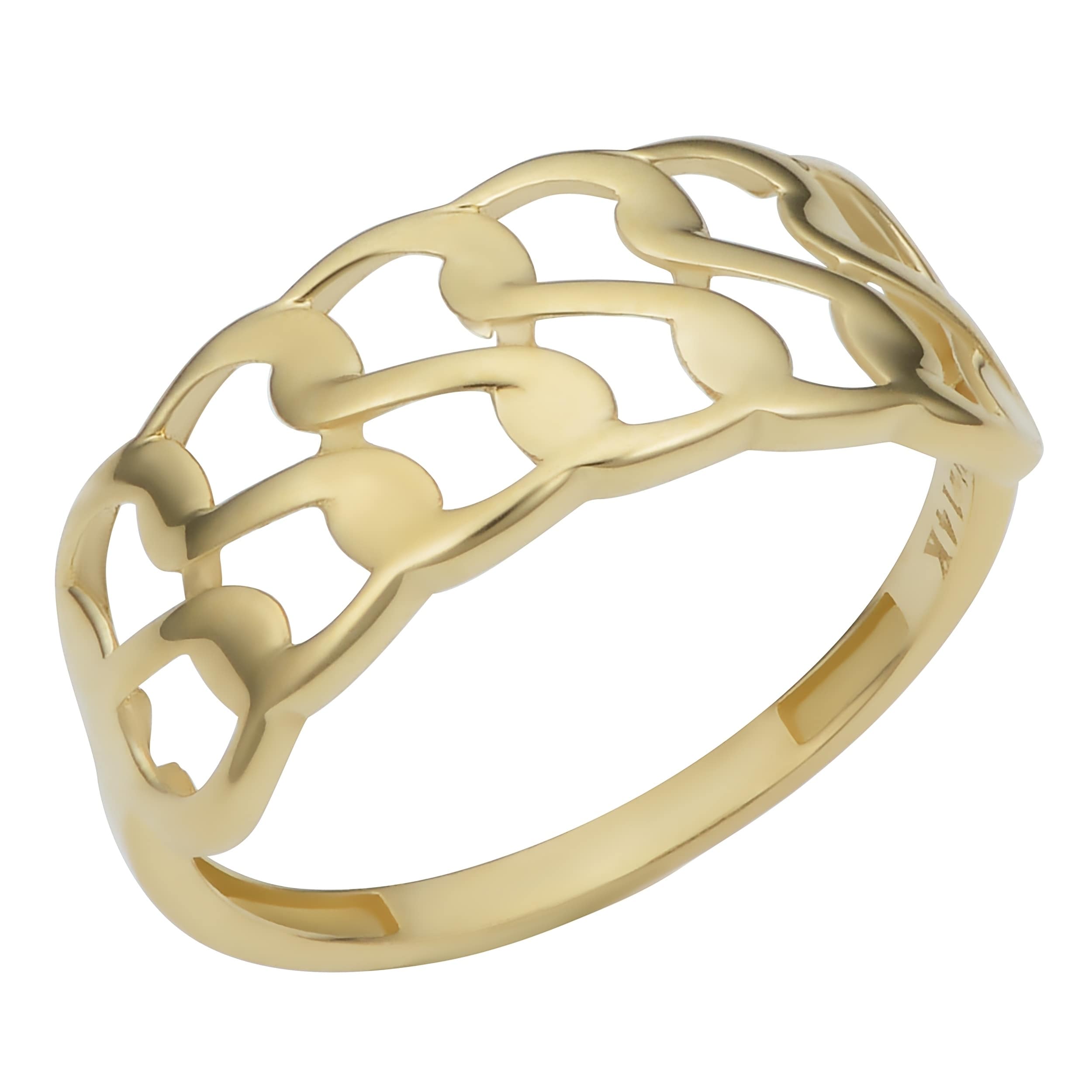 14K Yellow Gold Double Row Curb Ring 7.9 Millimeter
