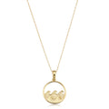14K Yellow Gold Double Wave Pendant Rope Chain Necklace 18 Inches