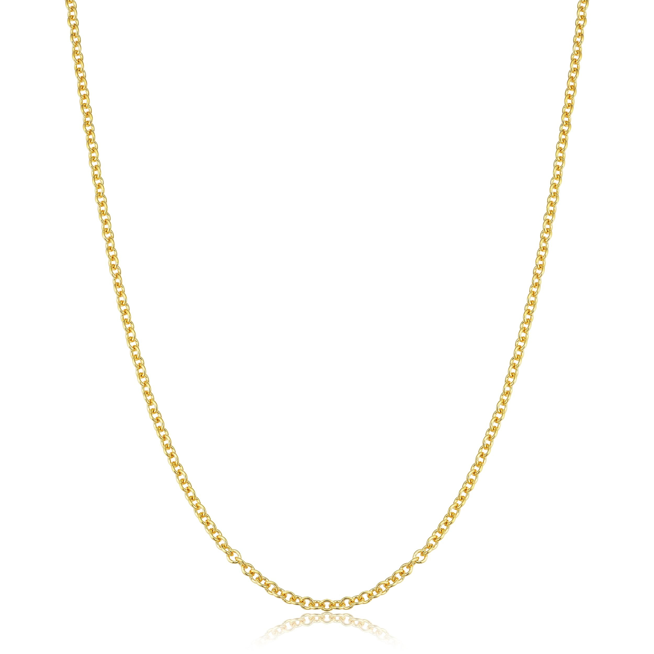 14K Yellow Gold Filled 2.1 Millimeter Cable Chain Pendant Necklace 16 To 30 Inches .