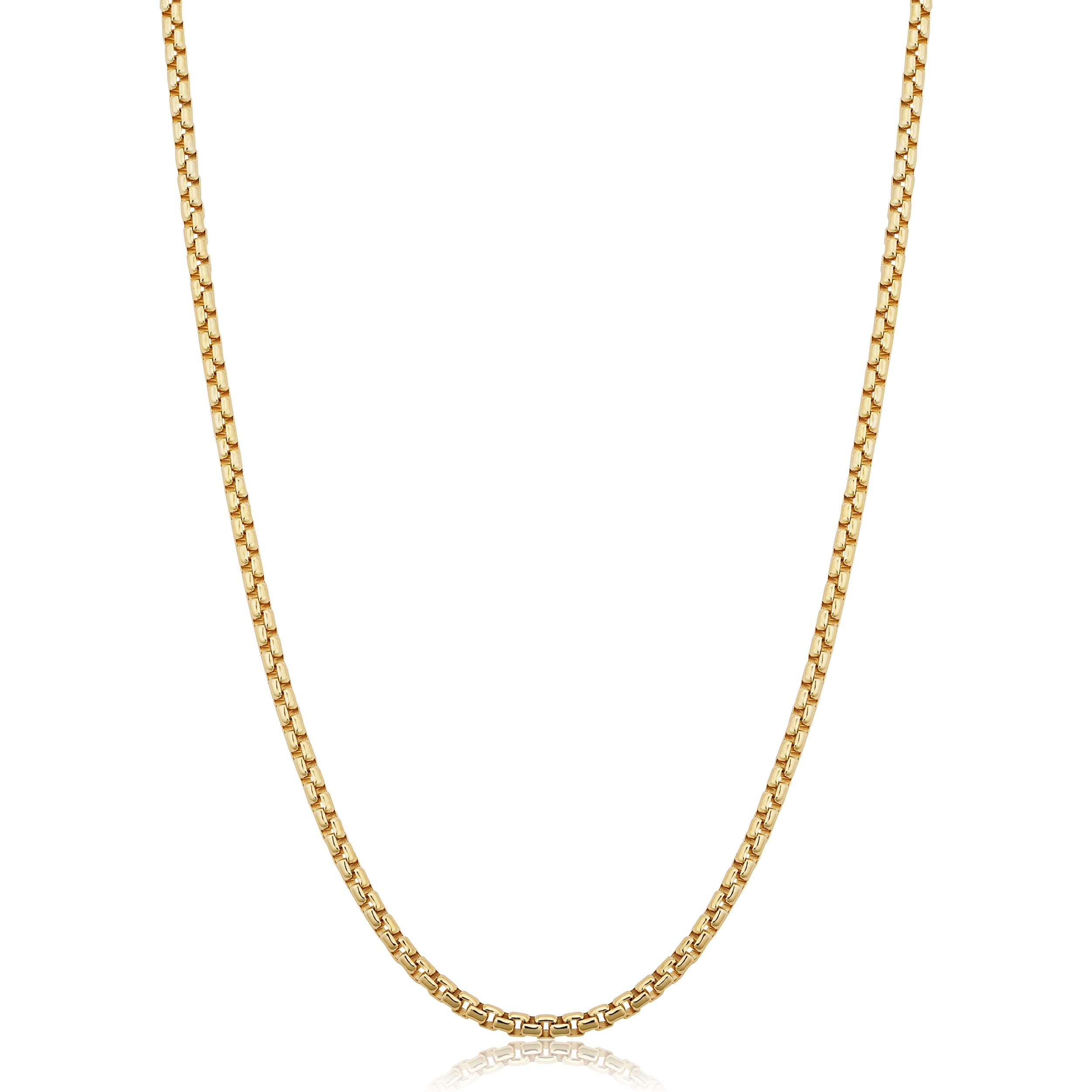 14K Yellow Gold Filled 2.5 Mm Round Box Link Chain Necklace For Men And Women 16 18 20 22 24 Or 30 Inch
