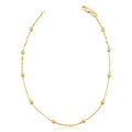 14K Yellow Gold Filled 3 Millimeter Ball Station Satellite Ankle Bracelet 10 Inches