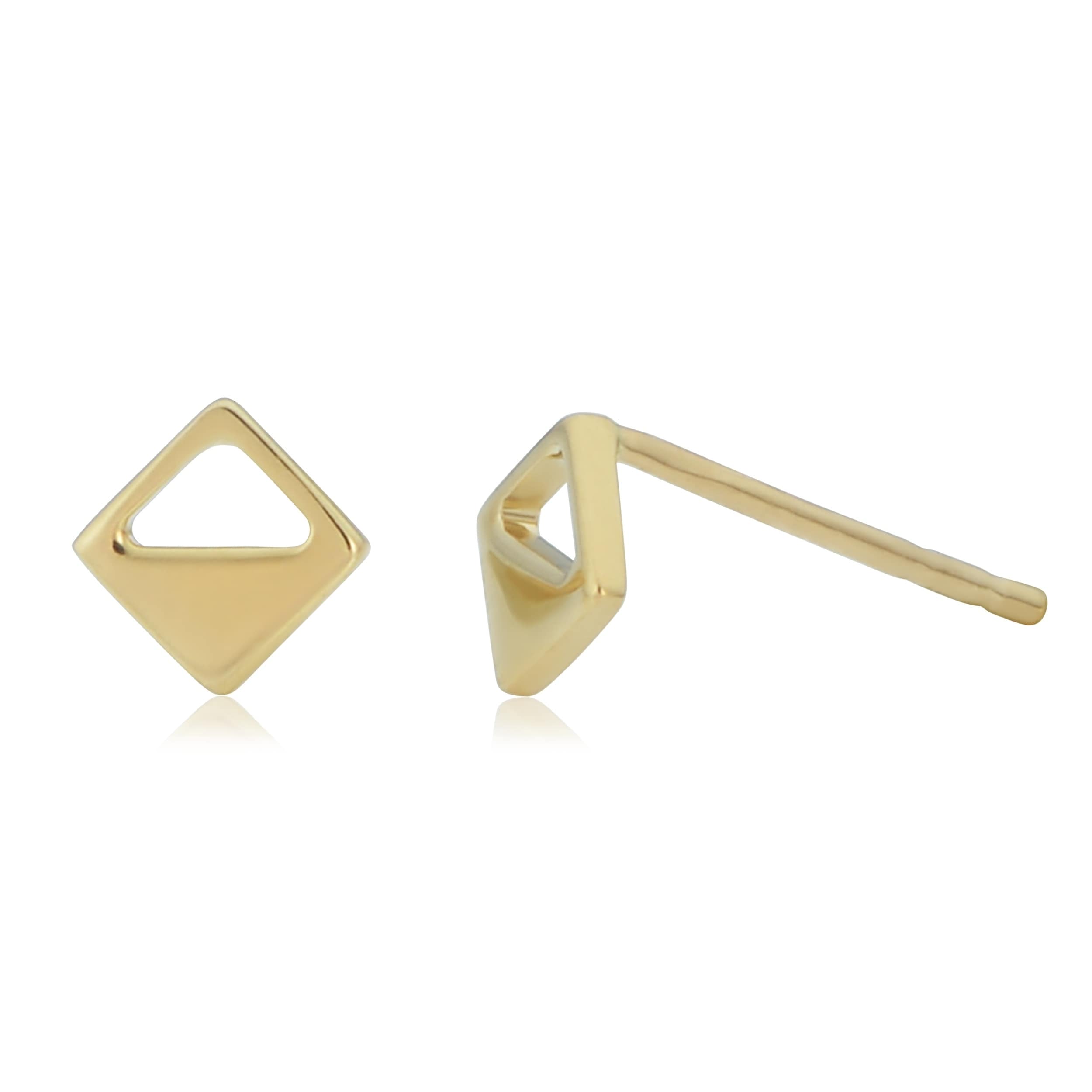 14K Yellow Gold Geometric Stud Earrings