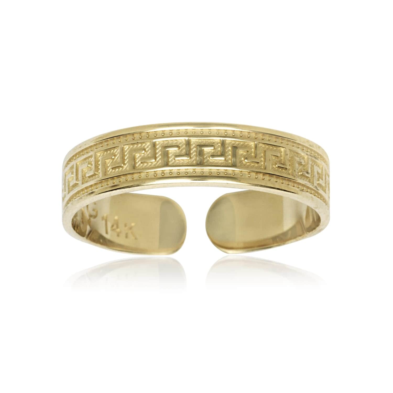 14K Yellow Gold Greek Key Adjustable Toe Ring