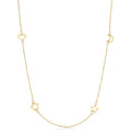 14K Yellow Gold Heart Flower Star Moon Station Necklace Adjusts To 17 Or 18 Inches