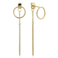 14K Yellow Gold Hoop Bar Front Back Dangle Earrings