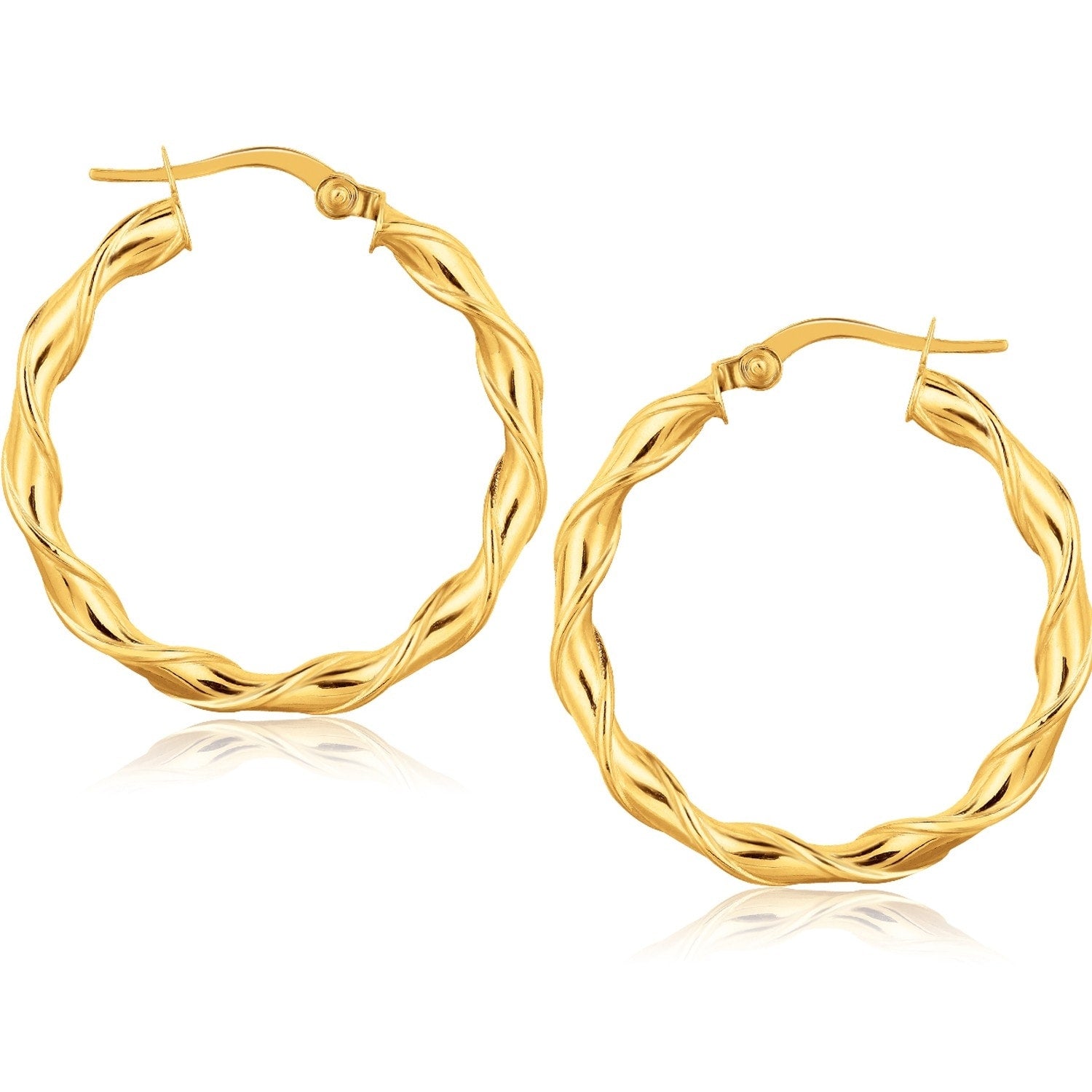 14K Yellow Gold Hoop Earrings 1 1 8 Inch