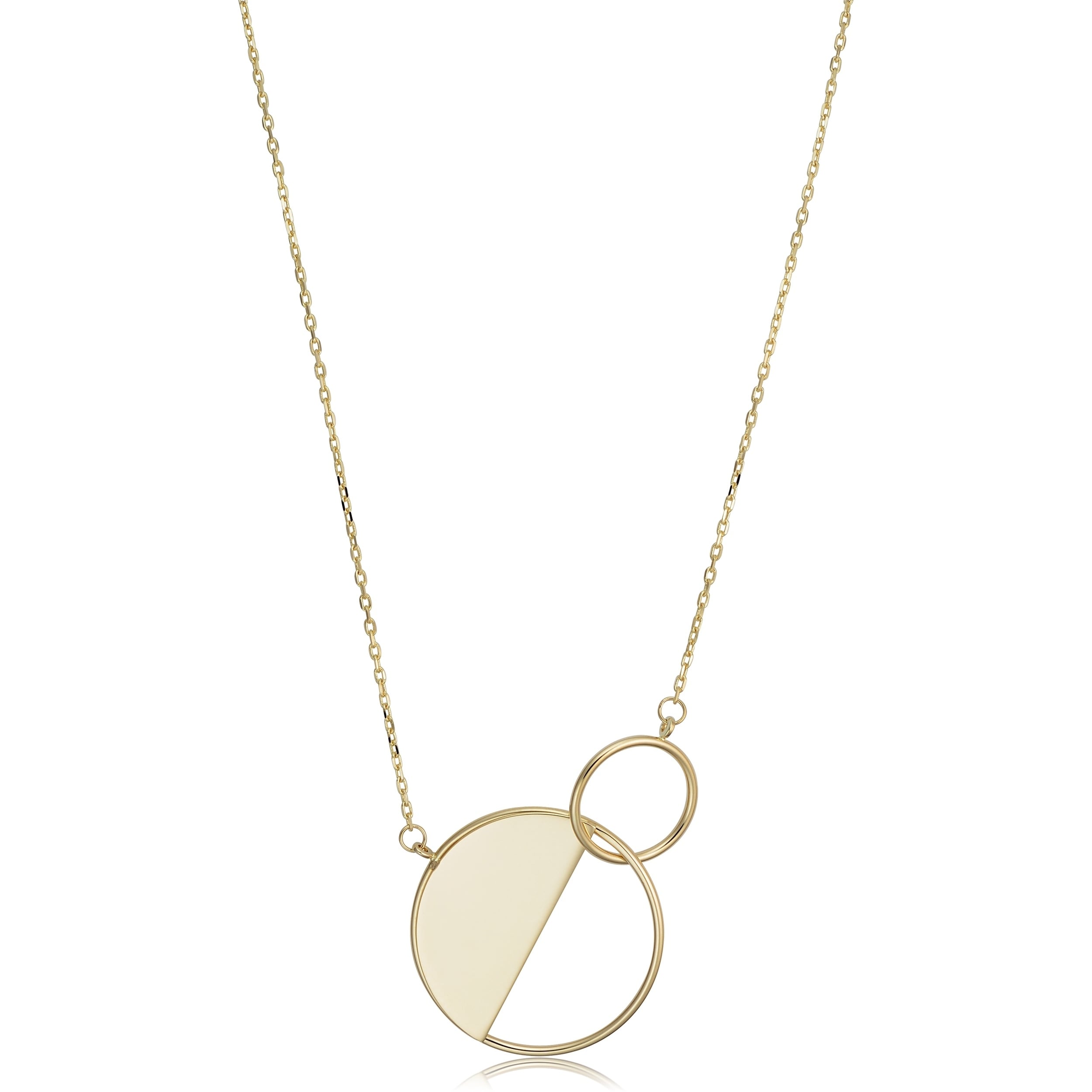 14K Yellow Gold Interlocking Circle Geometric Necklace 17 Inches