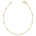 14K Yellow Gold Italian 2.5 Millimeters Bead Station Anklet 10 Inches