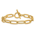 14K Yellow Gold Italian 7.5 7.5Mm Solid Polished Paperclip Toggle Bracelet