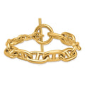14K Yellow Gold Italian 8.5 12.5Mm Solid Altermate Mariner Toggle Bracelet
