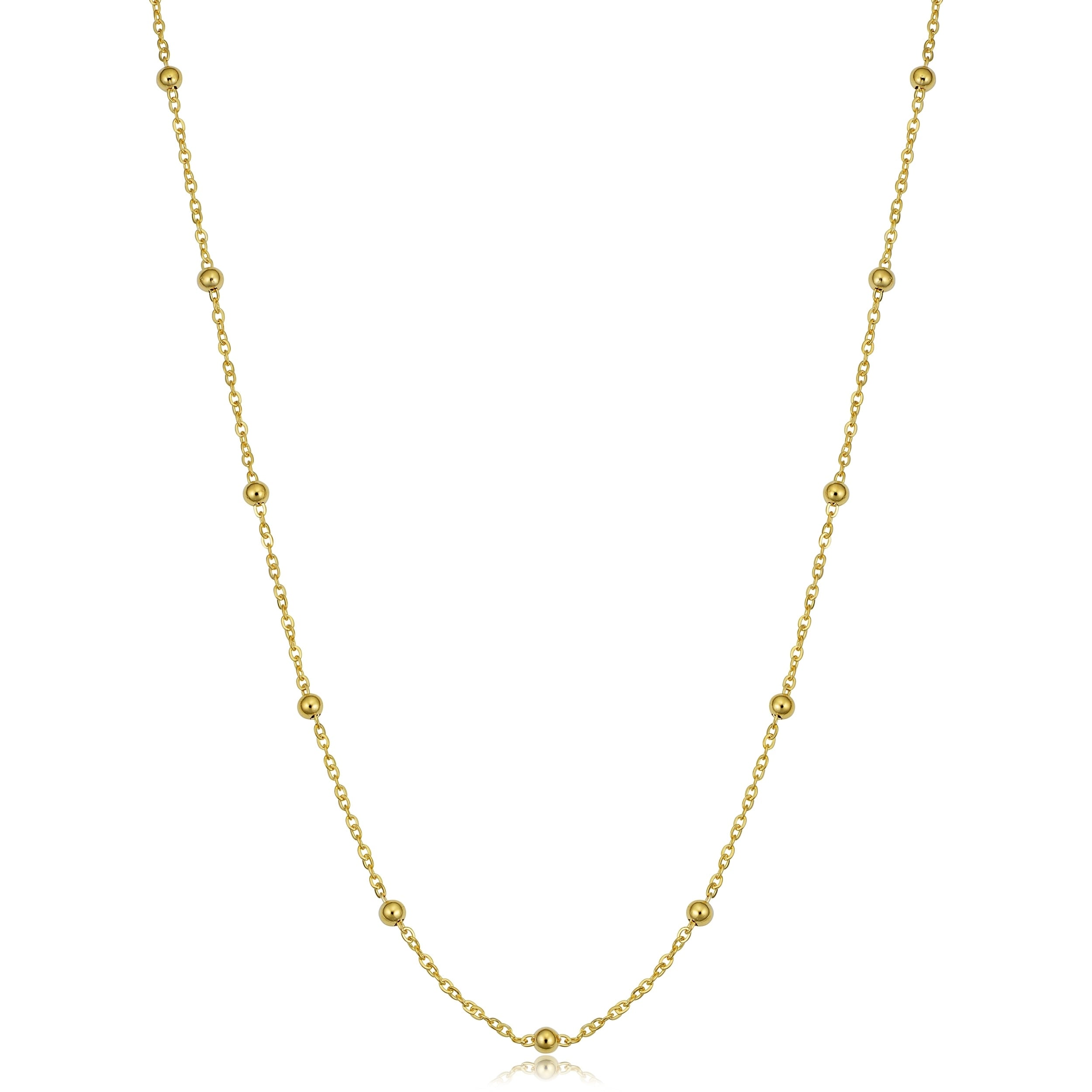 14K Yellow Gold Italian Beads Station Necklace