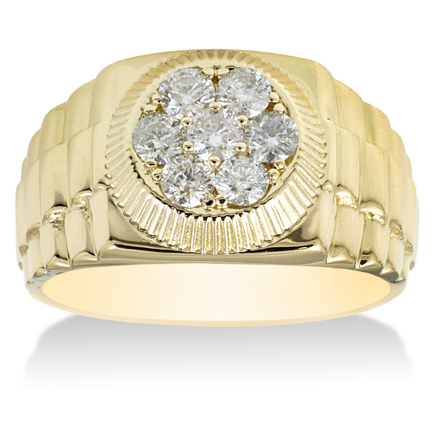 14K Yellow Gold Mens 4 5Ct Tdw Diamond Ring