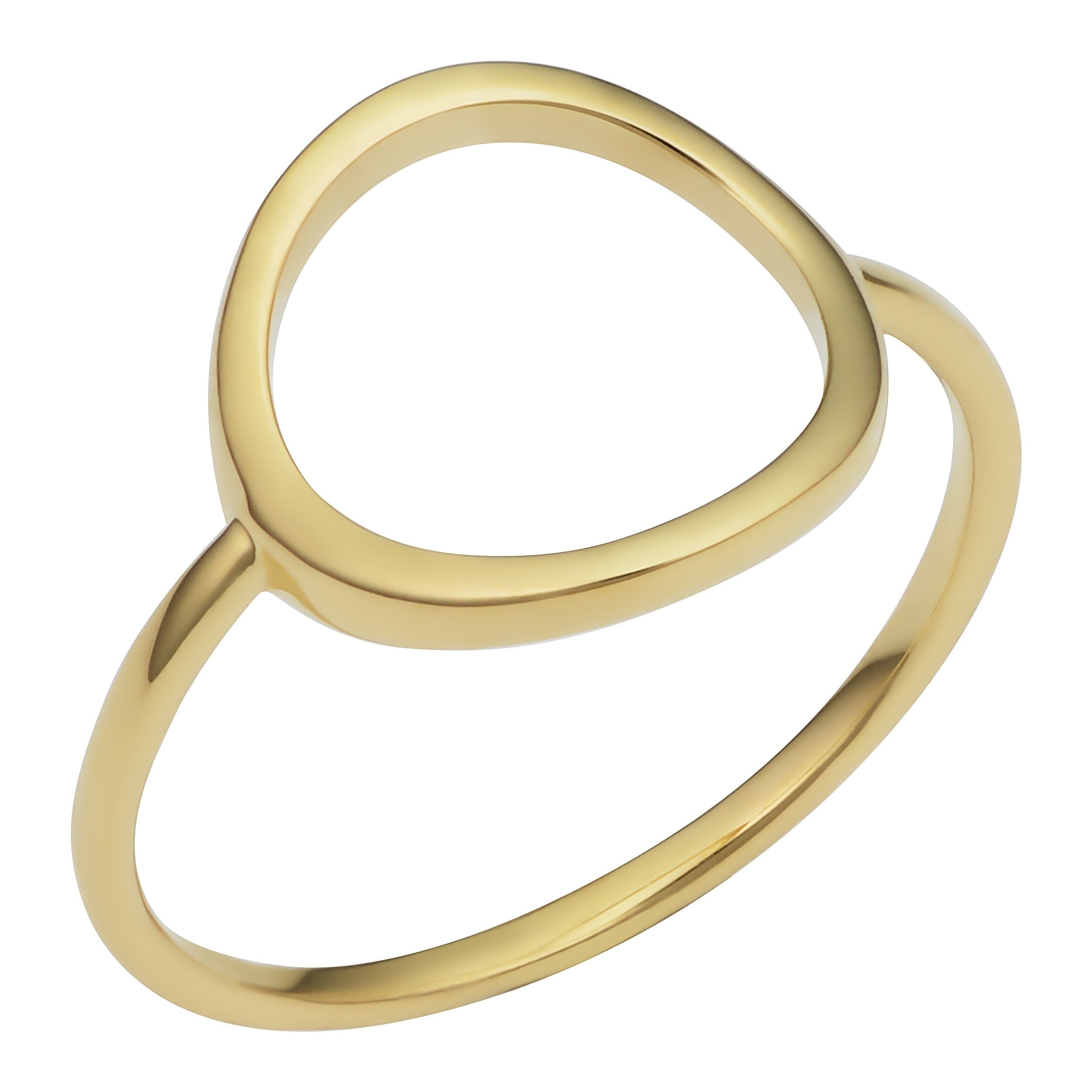 14K Yellow Gold Open Circle Ring Minimalist Jewelry For Women