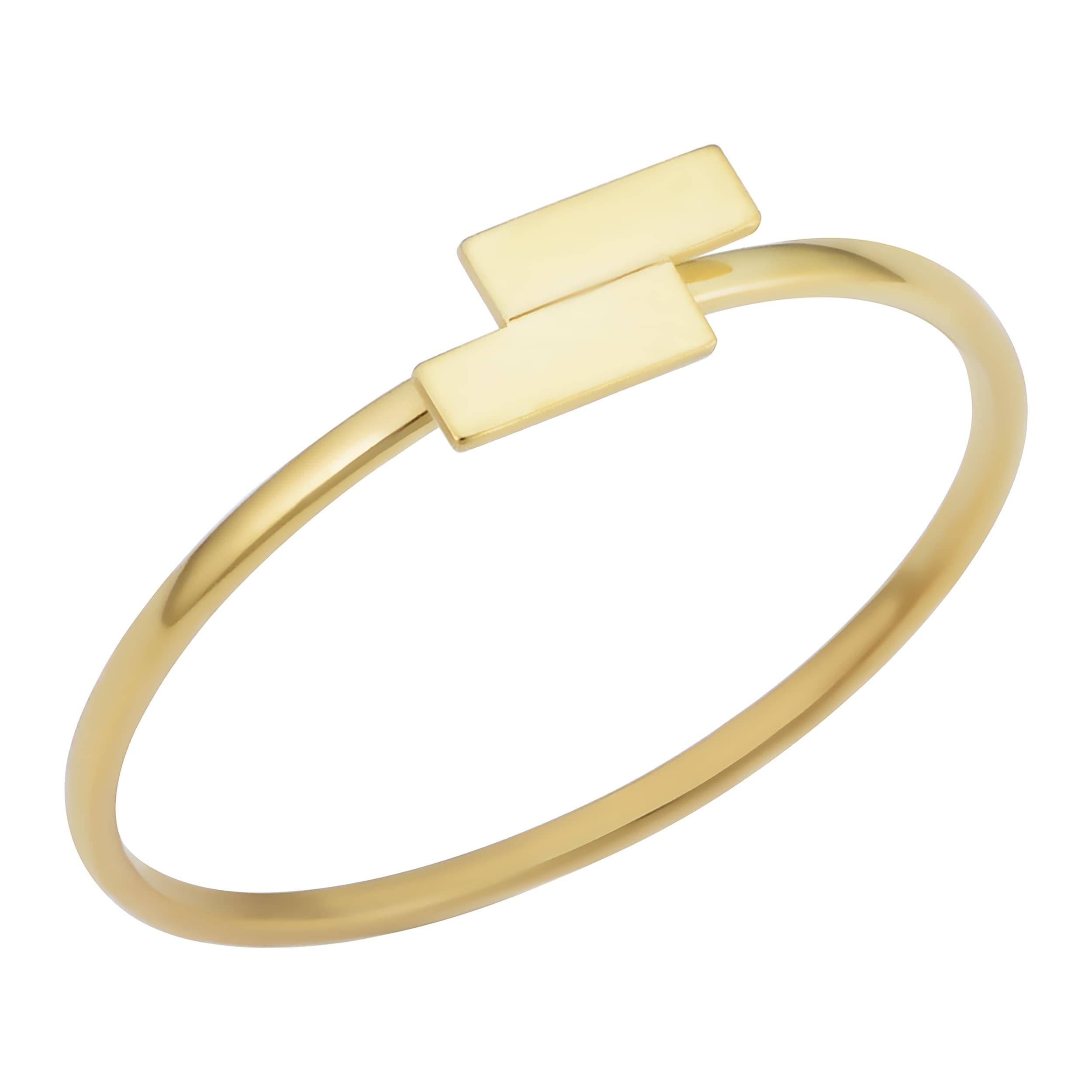 14K Yellow Gold Petite Double Bar Ring Minimalist Jewelry